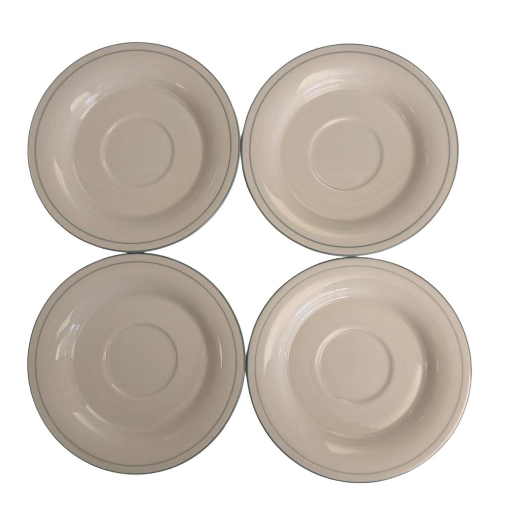 Lenox Chinastone Country Cottage Saucers Set of 4 Size 6 in White Blue Vintage